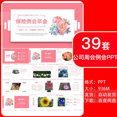 企业晨会流程早会PPT模板金融保险公司员工培训周会月度会议ppt
